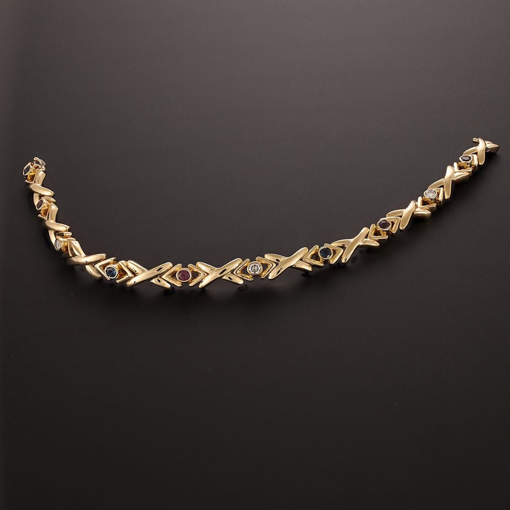 18ct Yellow Gold Kiss Gemstone Bracelet 5421Bangles / BraceletsRetroGold