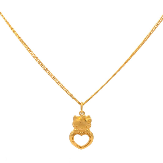 24ct solid gold kitten pendant necklace 006625NecklaceRetroGold