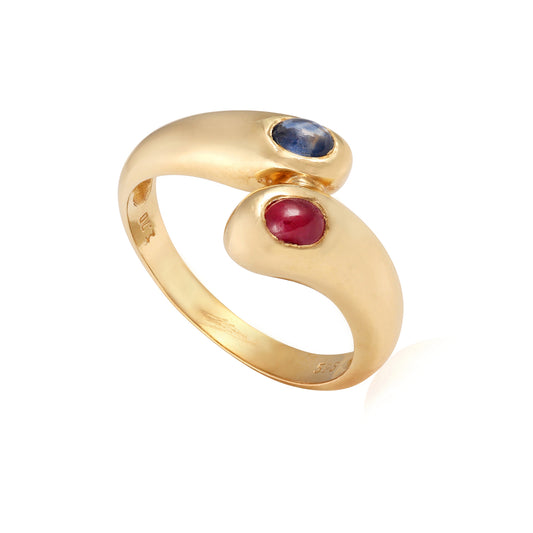 14ct yellow gold ring with multicolour stones 00006733