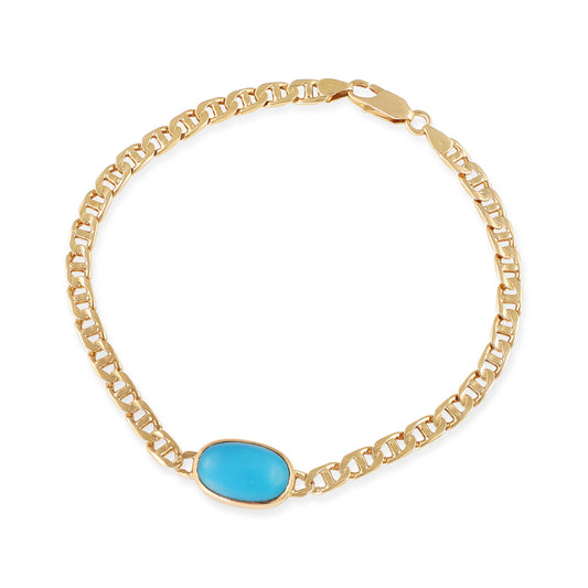 18ct yellow gold bracelet with sky blue stone 01002638