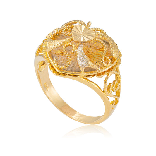 18ct yellow gold ring with unique heart design 03001580