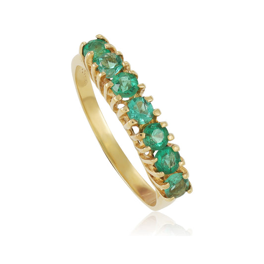 18ct Yellow gold ring with green stones 05001418