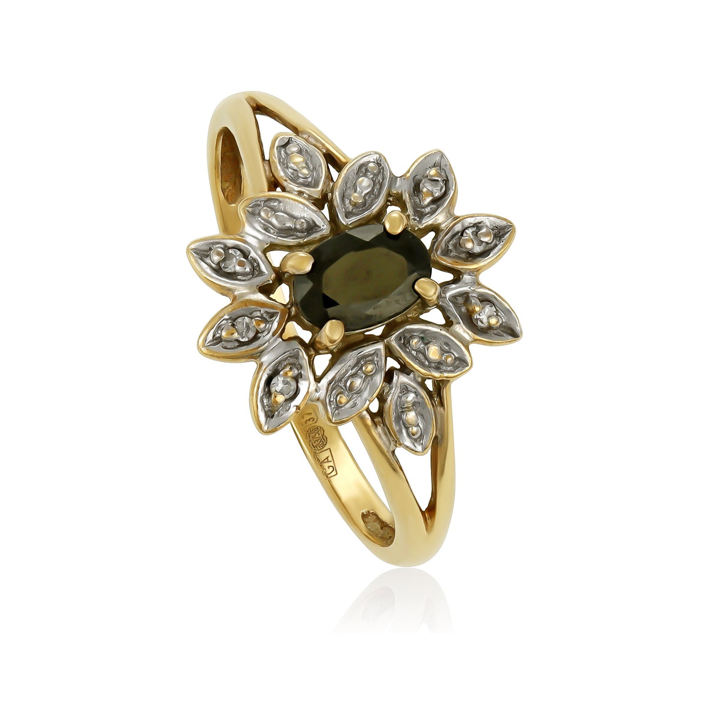 9ct yellow gold sapphire cluster ring 07001759