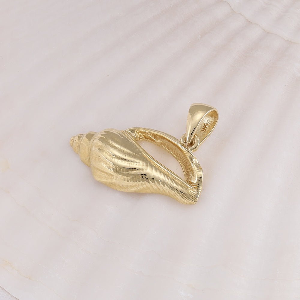 9ct Solid Yellow Gold Seashell Drop Pendants PD60-9-42-22