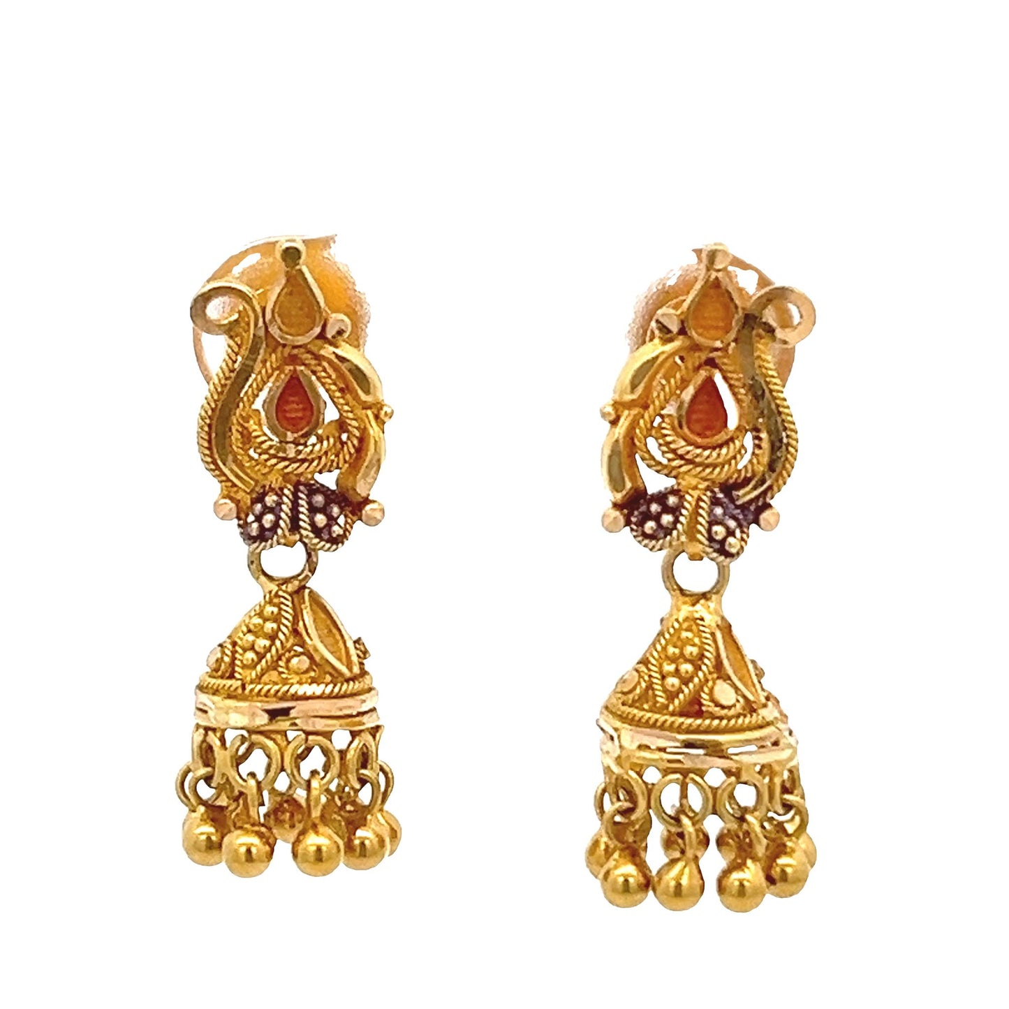 18ct yellow gold bead drop earrings 06003512