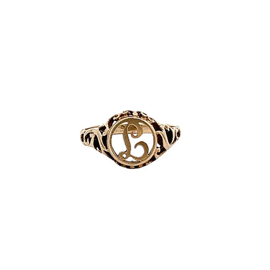 9ct yellow gold ring with initial letter L 08000791