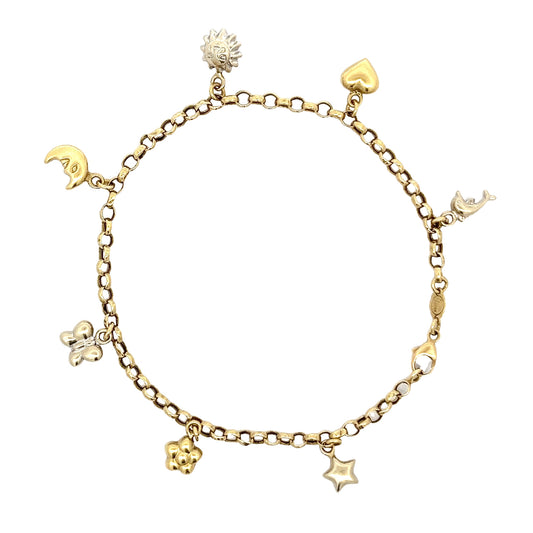 18ct yellow gold bracelet with charms 09000057