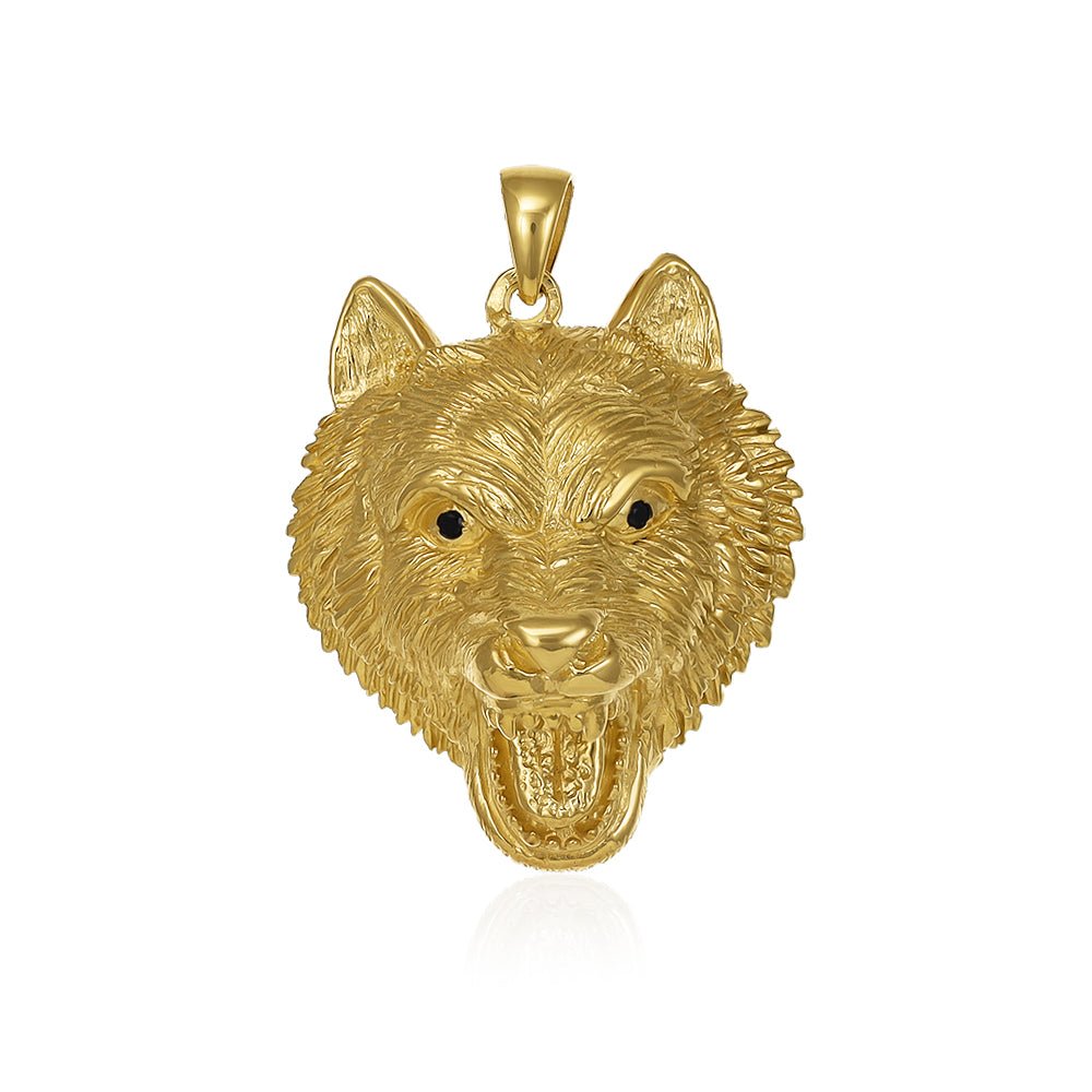 9ct Solid Yellow Gold Cubic Zirconia Wolf Pendants PD60-9-48-1