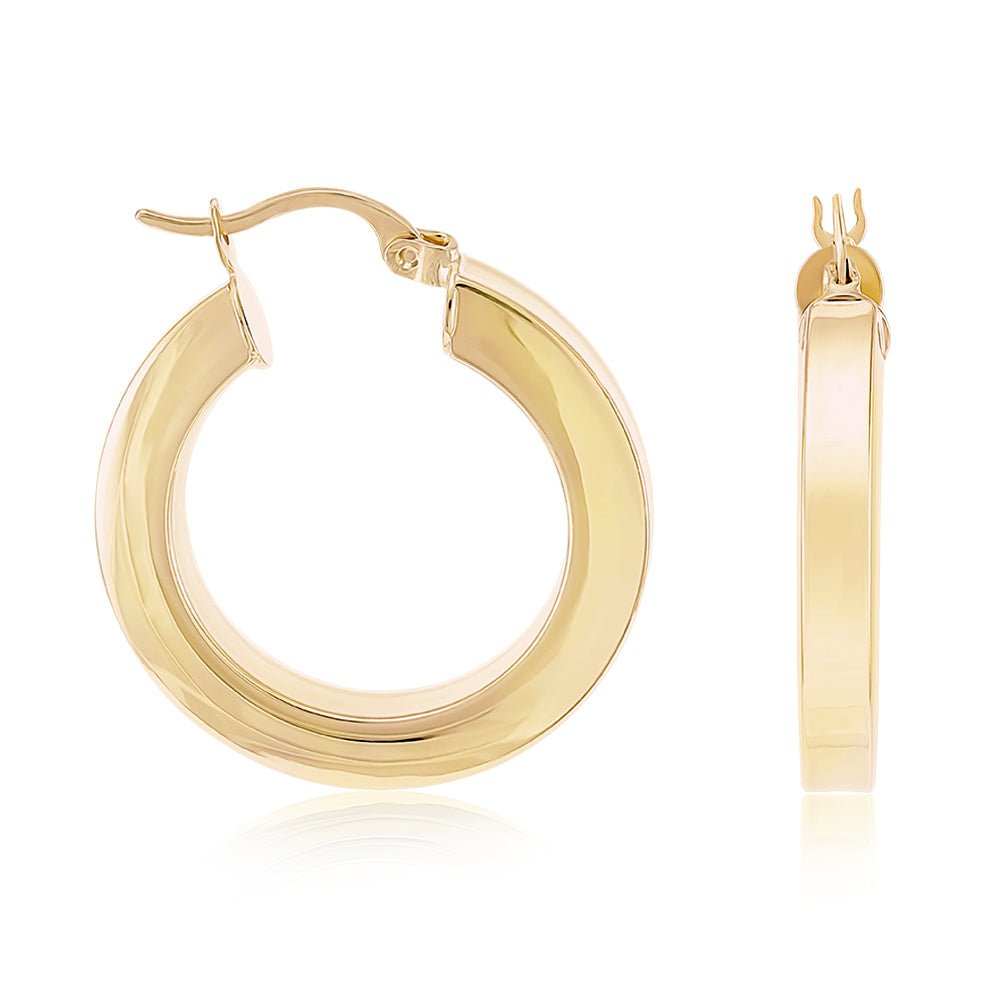 9ct Solid Yellow Gold Plain Hoop Earrings ERV0057M