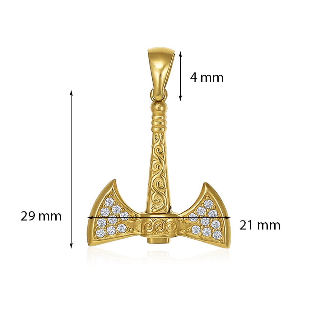 9ct Solid Yellow Gold Cubic Zirconia Axe Pendants PD60-9-36-28