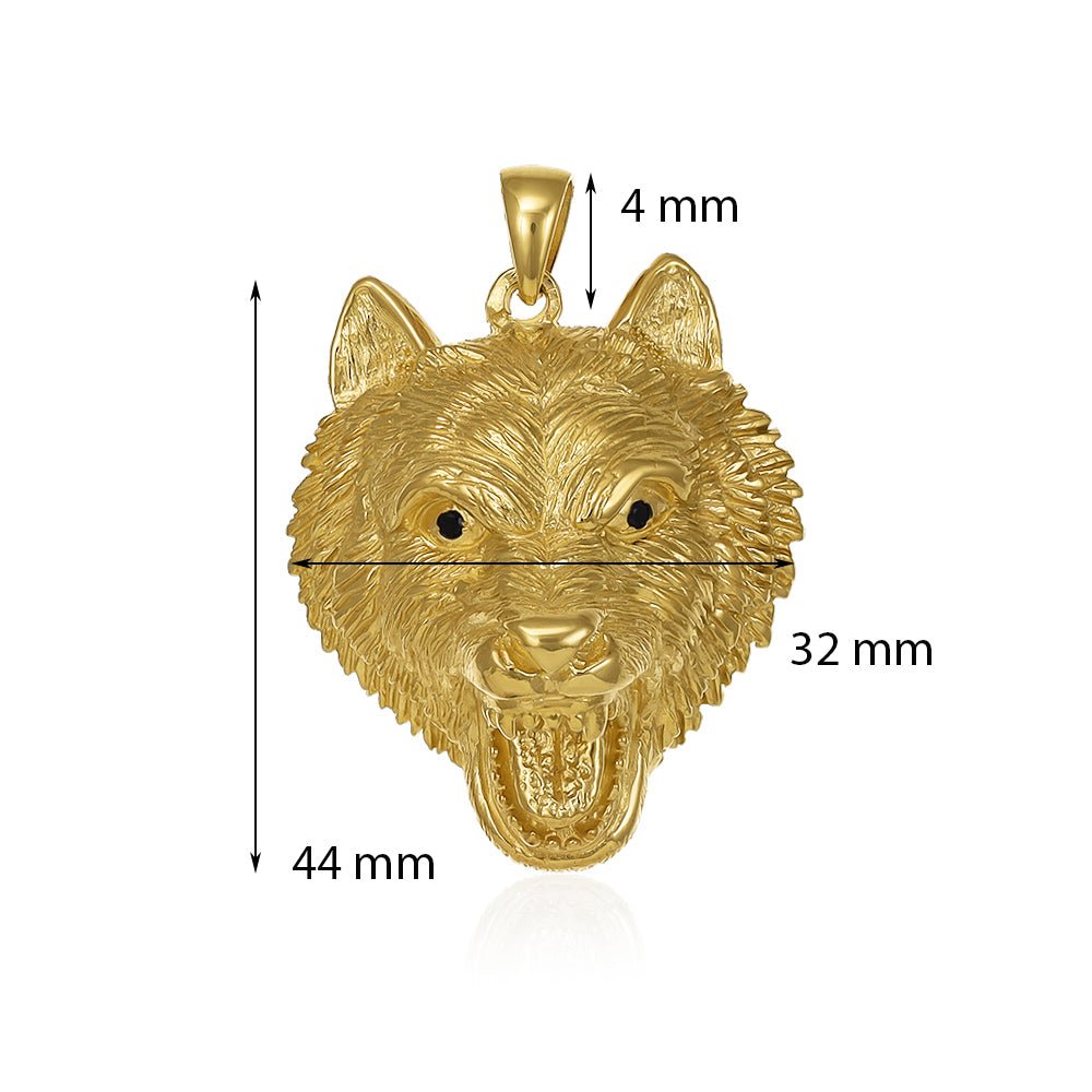 9ct Solid Yellow Gold Cubic Zirconia Wolf Pendants PD60-9-48-1