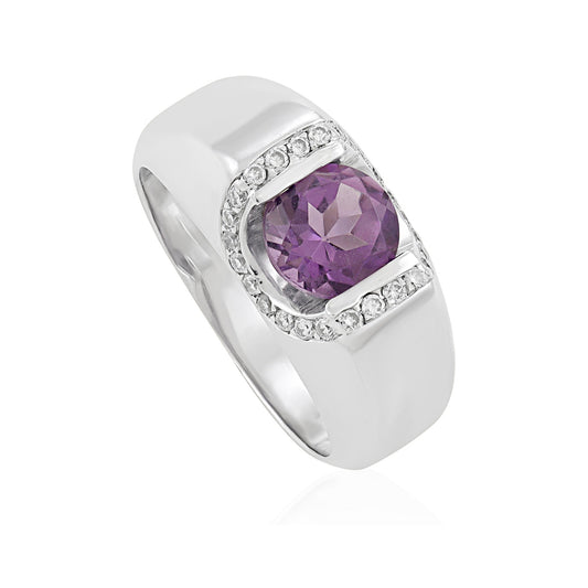 18ct white gold ring with purple gemstone 02028443