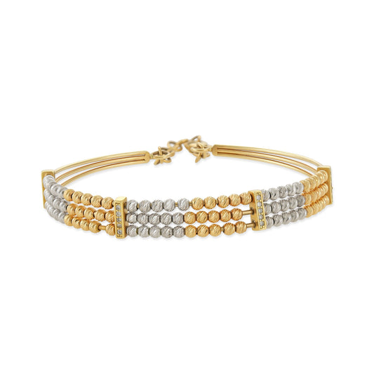 18ct yellow gold bracelet/bangle with yellow and white ball design 01002544Bracelet/bangleRetroGold