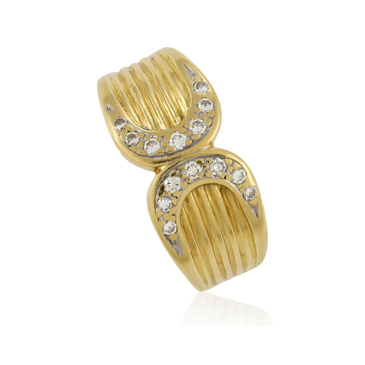 18ct yellow gold  double C ring with stones 07001824