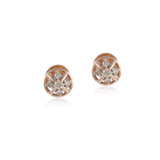 14ct pink gold earrings with diamonds 01002151