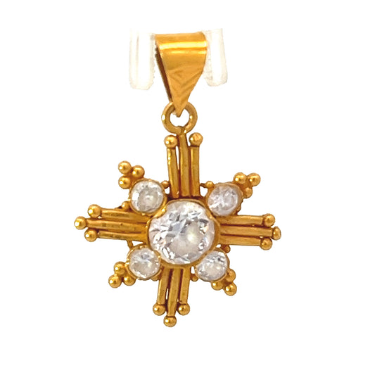 21ct solid gold cross pendant with cubic zirconia stone 01002313