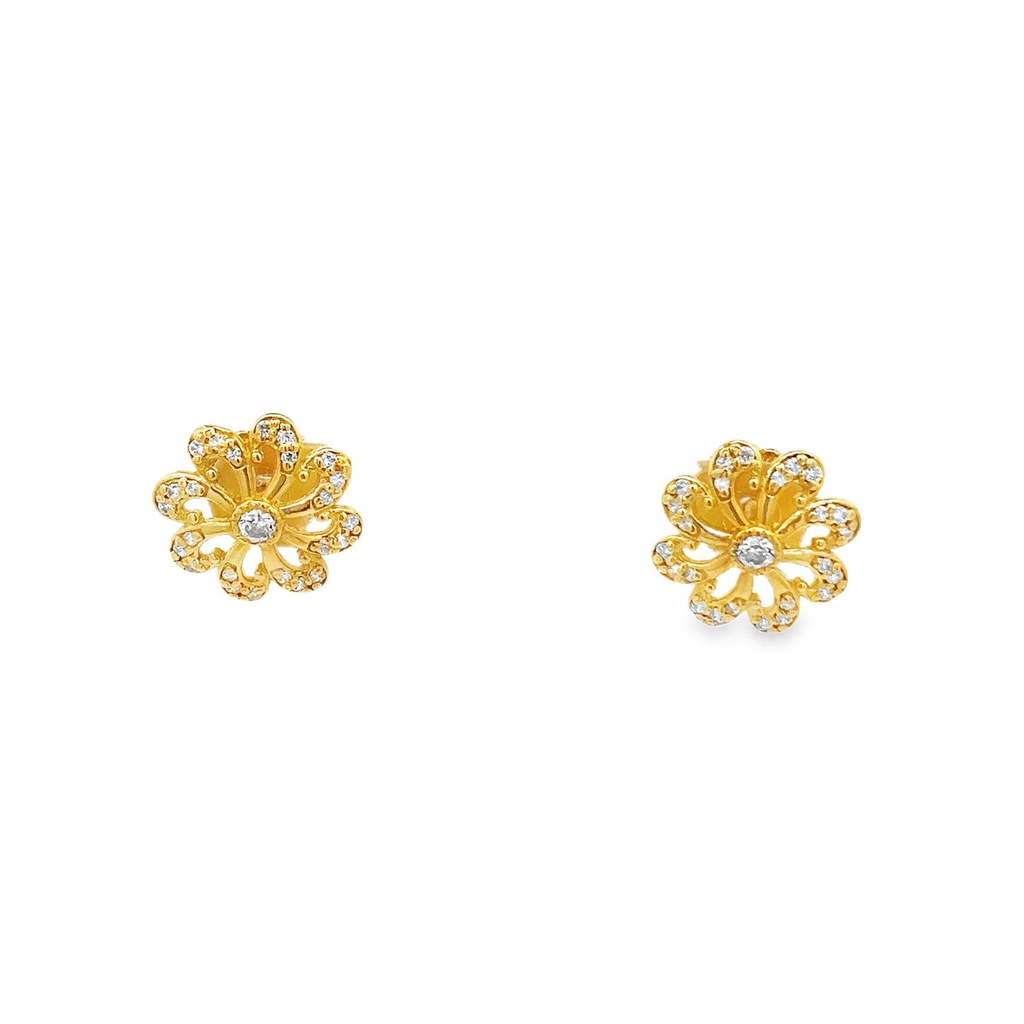 22ct yellow gold pre-owned flower design earrings FCA06010795-2