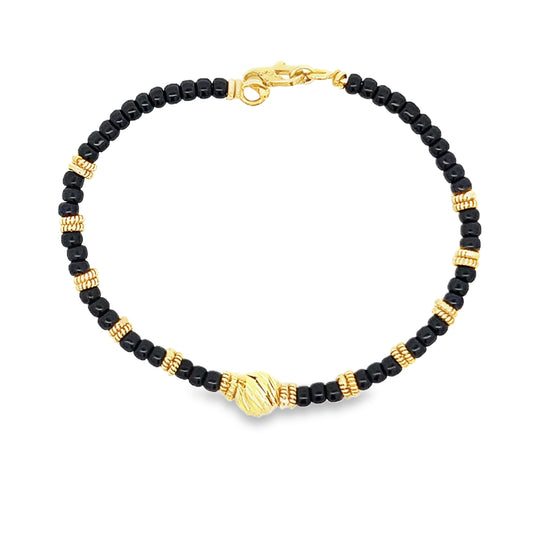 New 22ct yellow gold bracelet with black beads PZ823-BN40