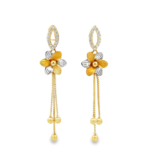 22ct yellow gold flower drop earrings 02018326