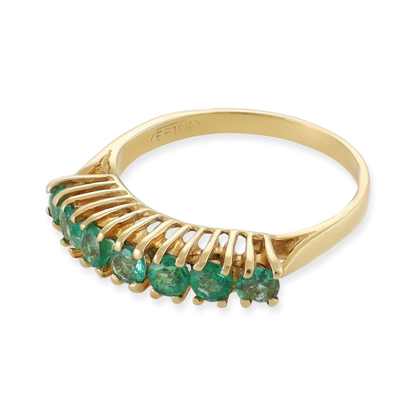 18ct Yellow gold ring with green stones 05001418