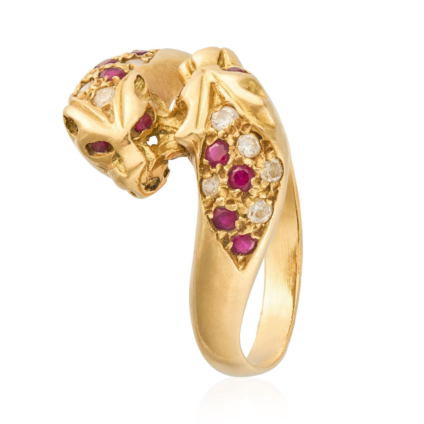 18ct yellow gold tiger ring with gemstones 06003676