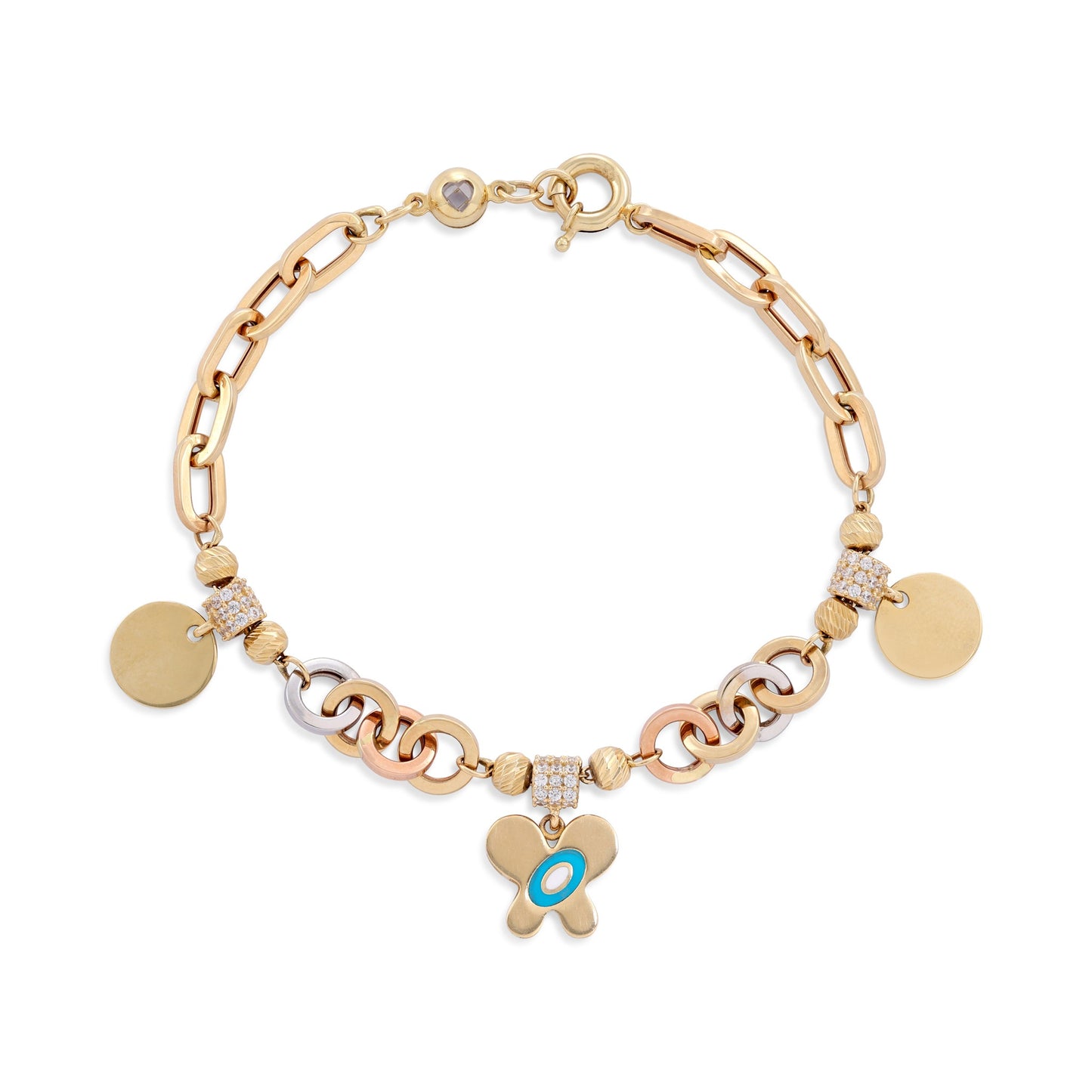 New 14ct yellow gold bracelet with charms 02022102