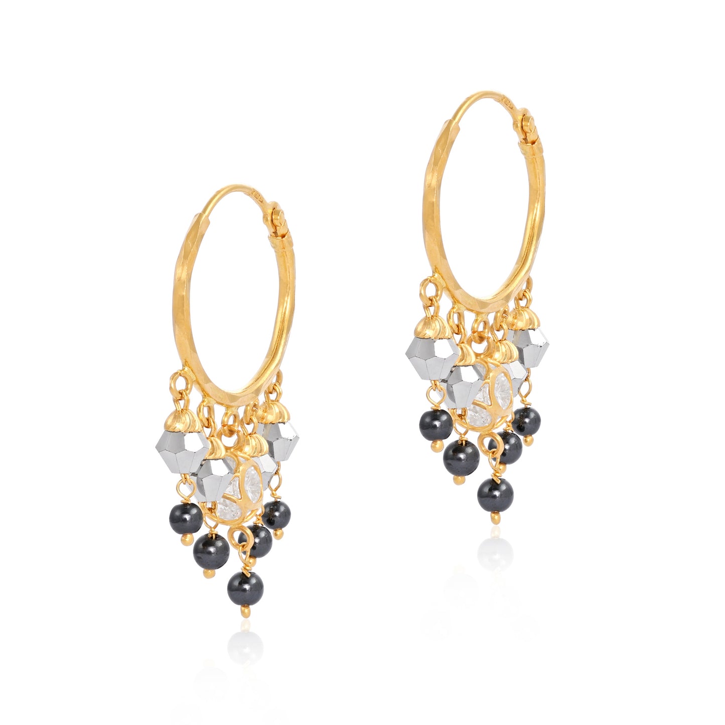 22ct yellow gold earrings with beads 06004150