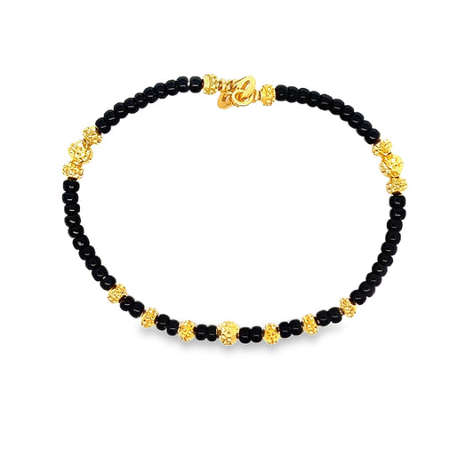 New 22ct yellow gold bracelet with black beads PZ823-BN7