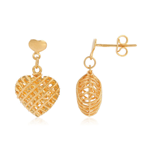 New 22ct yellow gold heart drop earrings 02020621