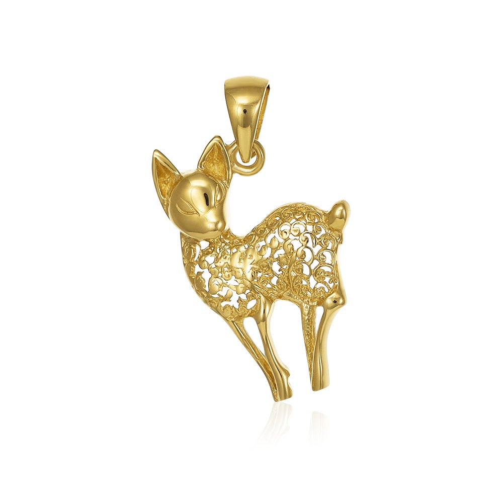 9ct Solid Yellow Gold Deer Pendants PD60-9-49-3