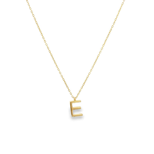 New 14ct yellow gold chain with E initial pendant 02021672