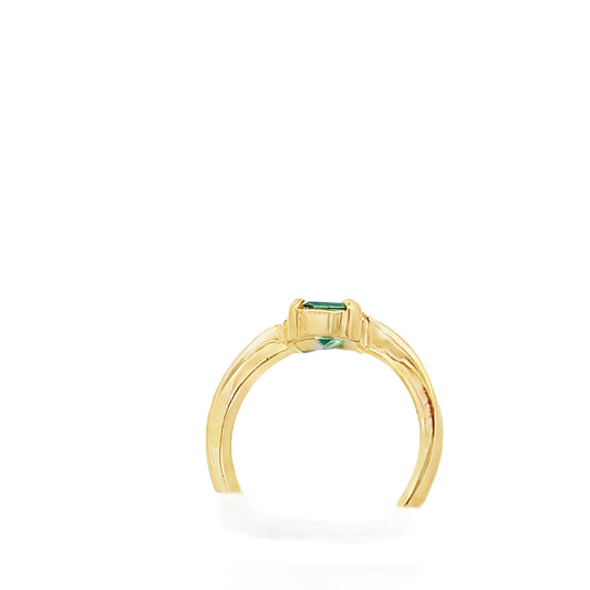 22ct yellow gold pre-owned ring with green gem-stone 02032119