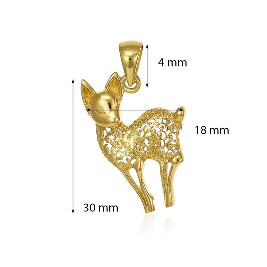 9ct Solid Yellow Gold Deer Pendants PD60-9-49-3