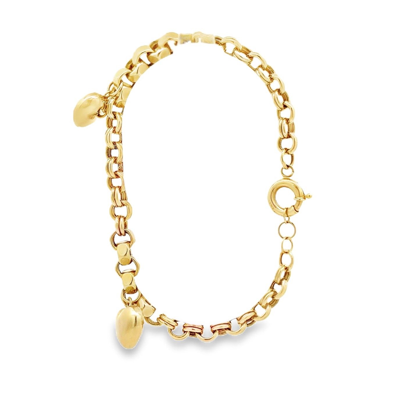 New 14ct yellow gold bracelet with heart charms 02021907