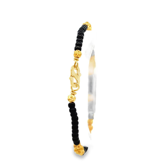 New 22ct yellow gold baby bracelet with black beads PZ823-BN34