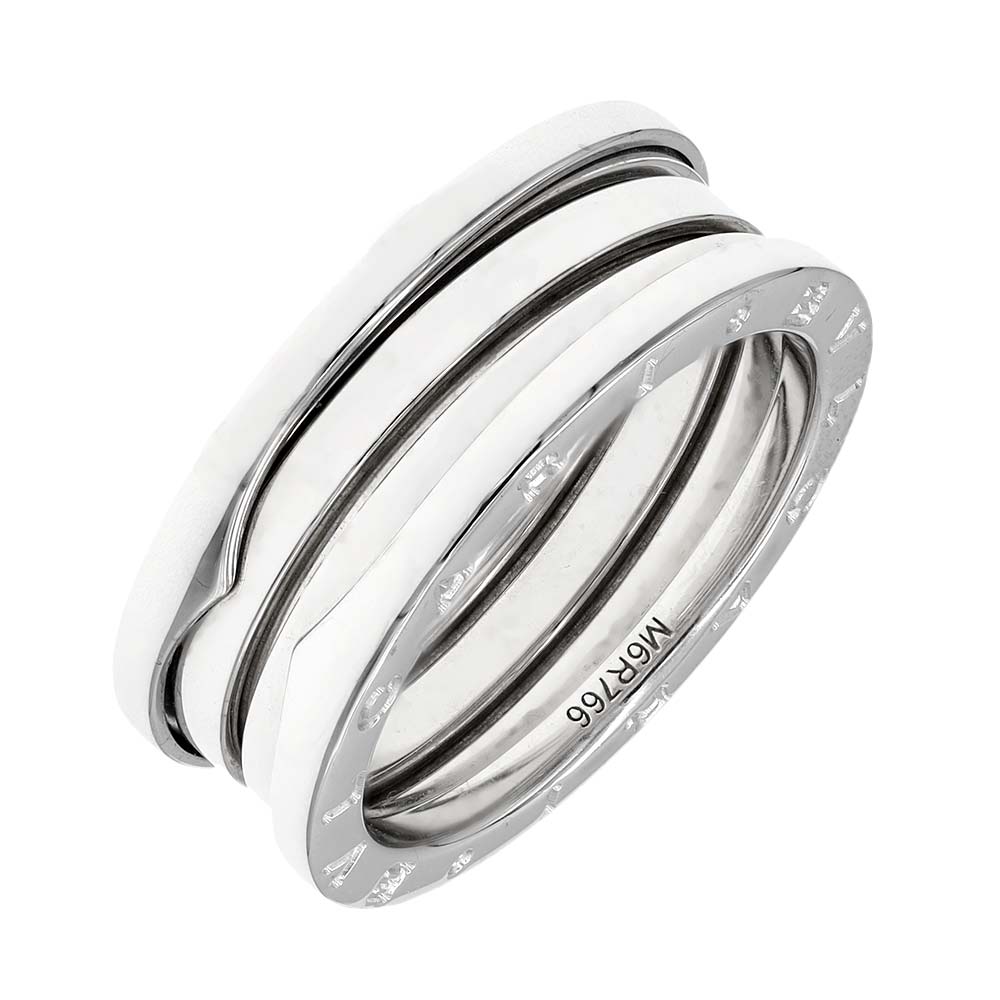 Pre-owned Original B.zero1 Three-band White Gold Bvlgari Band Ring- Size S 2007168