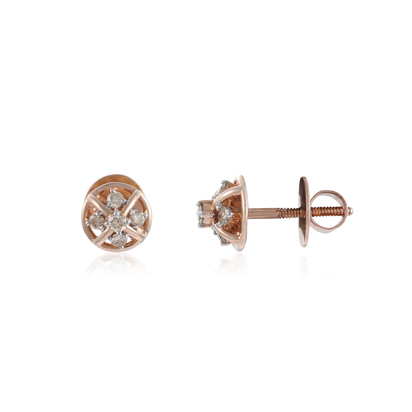 14ct pink gold earrings with diamonds 01002151