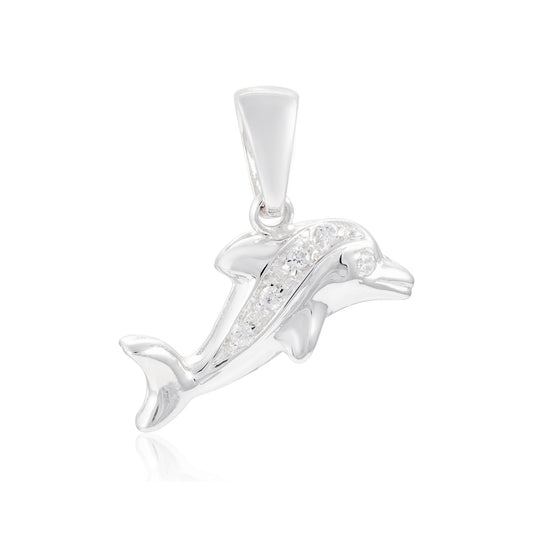 18ct white gold dolphin pendant 06003822