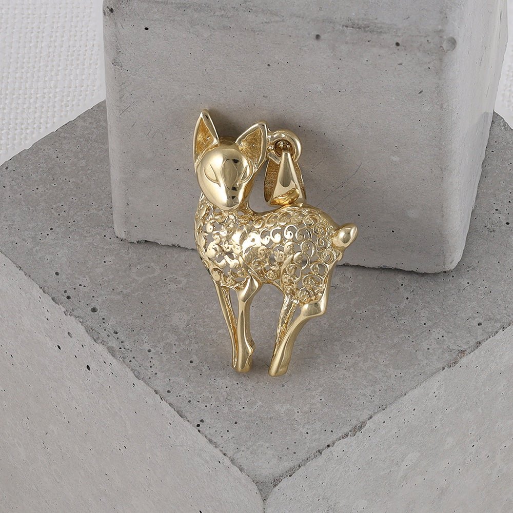 9ct Solid Yellow Gold Deer Pendants PD60-9-49-3