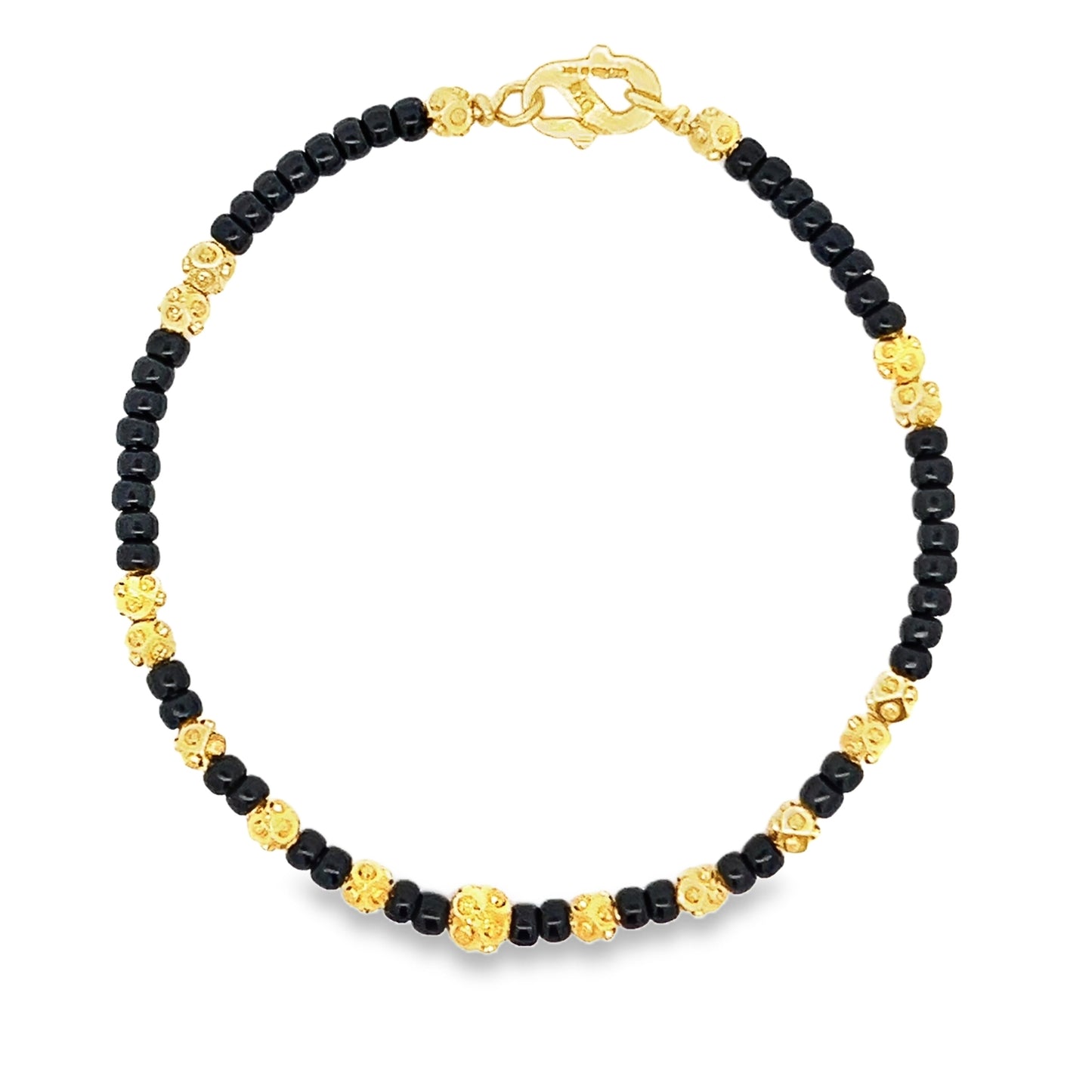 New 22ct yellow gold bracelet with black beads PZ823-BN9