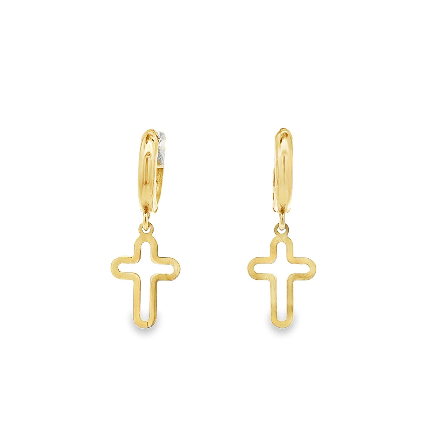 New 14ct yellow gold cross drop earrings 02021303