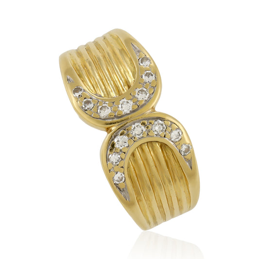 18ct yellow gold  double C ring with stones 07001824