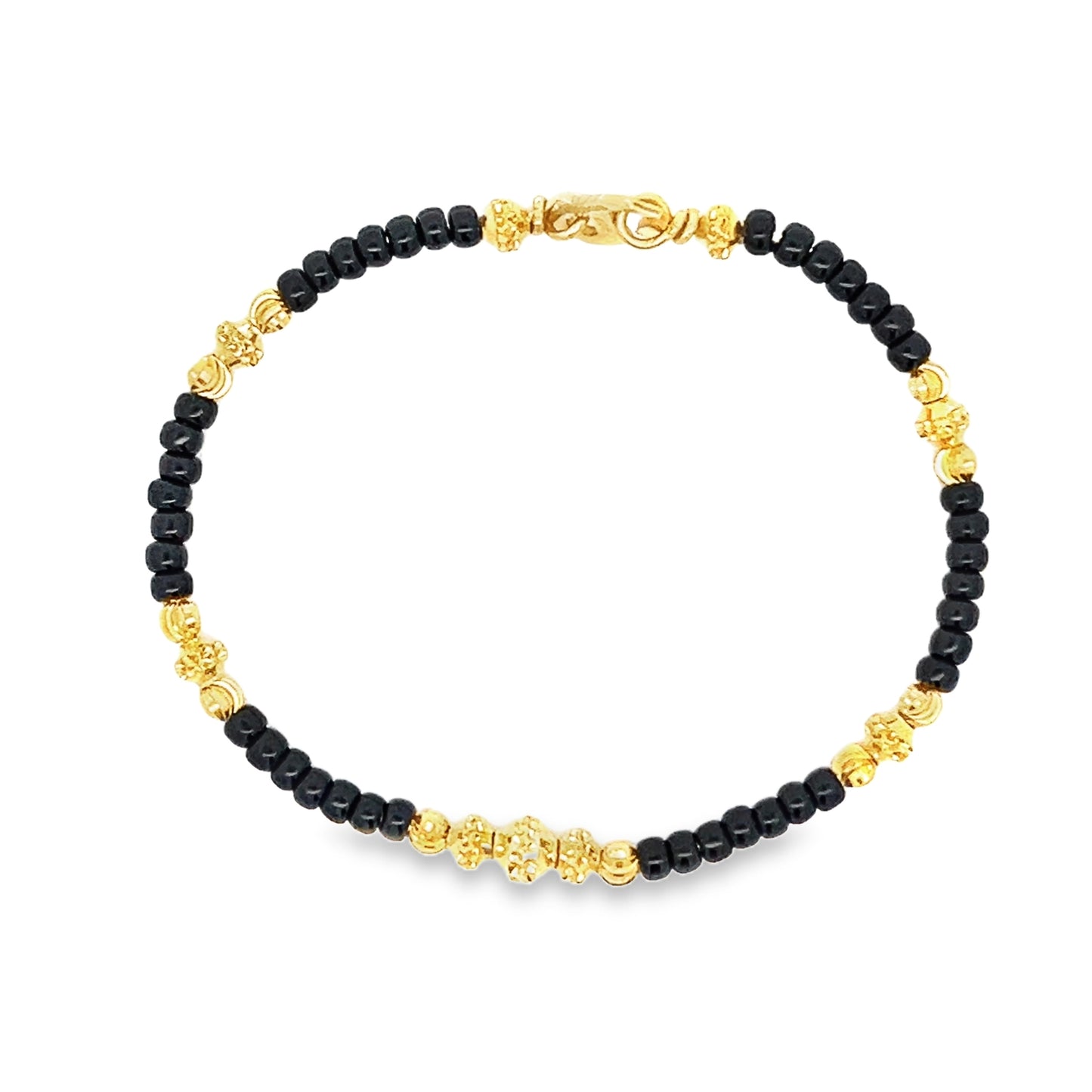 New 22ct yellow gold bracelet with black beads PZ823-BN37