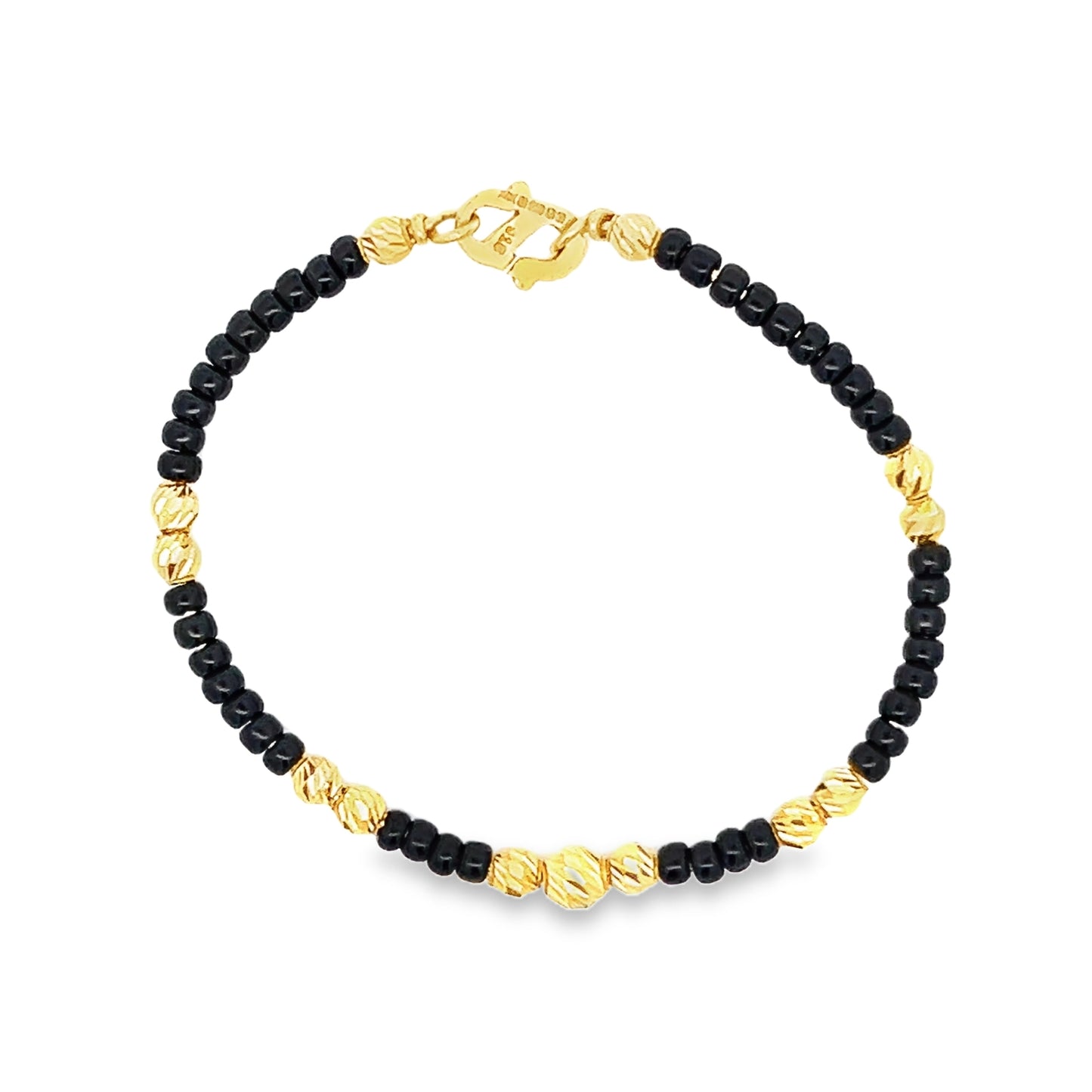 New 22ct yellow gold bracelet with black beads PZ823-BN42