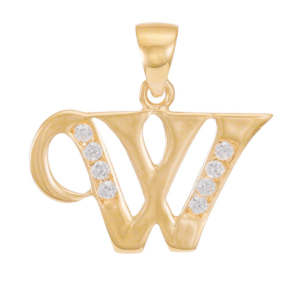 14ct Solid Gold Initial Pendant Letter W - 22mm PD60002-14Y-W