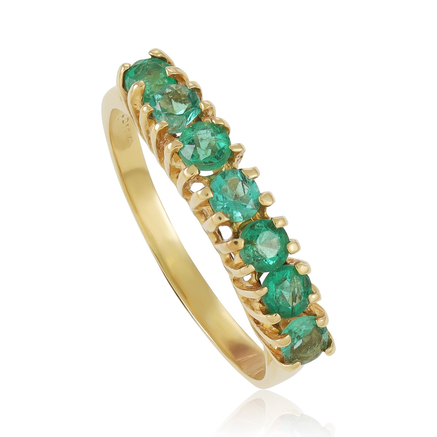 18ct Yellow gold ring with green stones 05001418