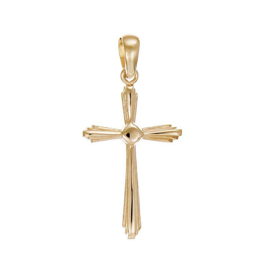 14ct Solid Gold Geometrical Cross Pendant - 37mm PD60045-14Y