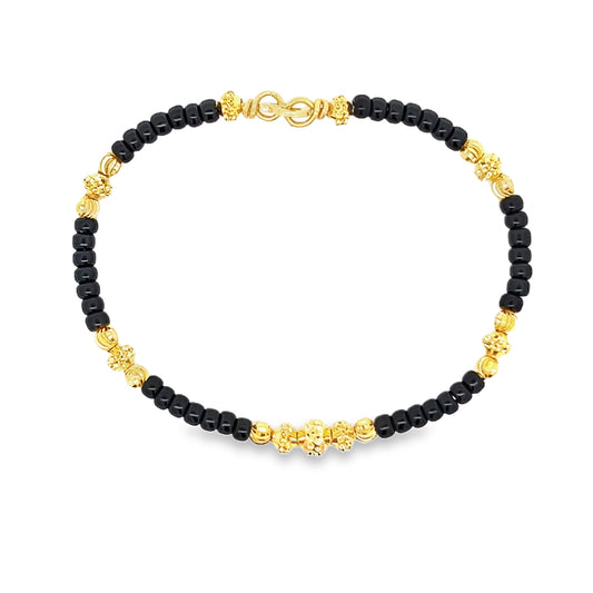 New 22ct yellow gold bracelet with black beads PZ823-BN38