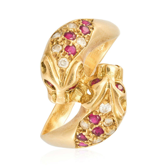 18ct yellow gold tiger ring with gemstones 06003676