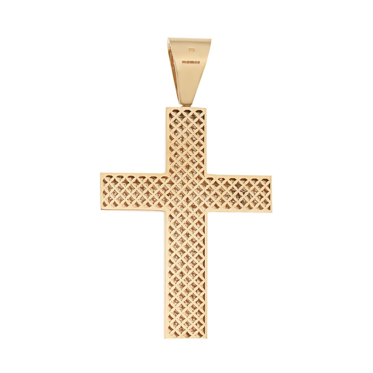 9ct Gold Large Cross Pendant with Cubic Zirconia